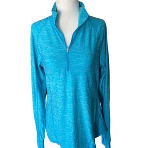 Old Navy Activewear Quarter Zip Collared Sweater - Teal - Size Large